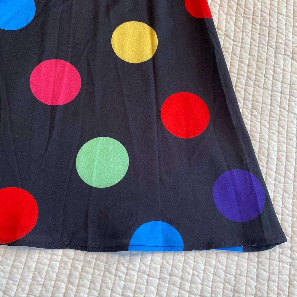 Little Party Dress Colorful Polka Dot Whimsical Maximalist Retro V Neck Size 10 - Picture 13 of 15